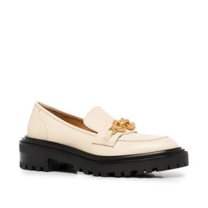 TORY BURCH- Jessa Leather Lug Sole Loafers - Ivory - 6